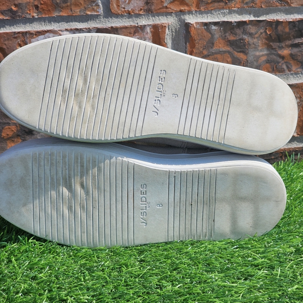 J/Slides Tristan Suede Taupe Faux Inter Lining, Women's Size 8 - Picture 9 of 11